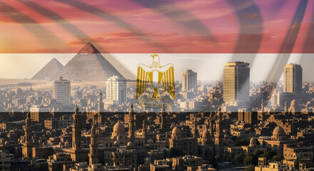 National Identity Skyline – Egypt Flag and Landmark Fusion