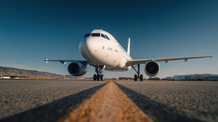 Commercial Jet on Runway – Travel, Transportation and Aviation Concept