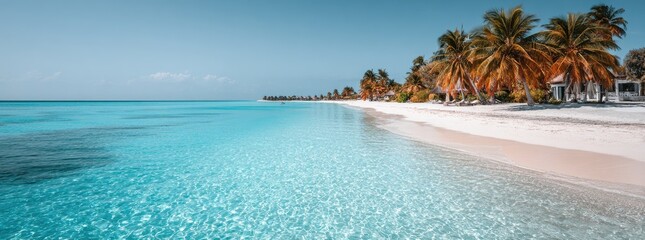 Tropical beach paradise with turquoise water and palm trees (1)
