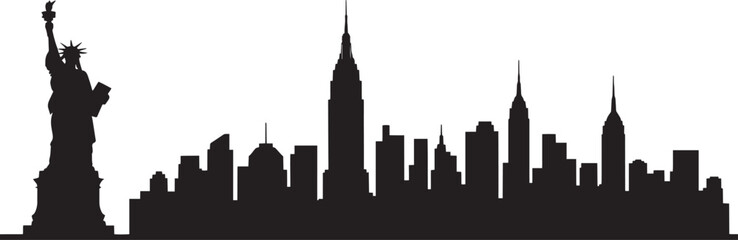 New York City Skyline Silhouette Vector Art USA Landmark Urban Landscape Design