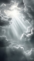 Dramatic Sky With Sunbeams Piercing Through Clouds