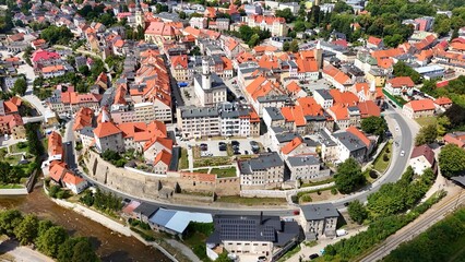 Bystrzyca Kłodzka, widok z powietrza, Dolny Śląsk, Polska, Europa