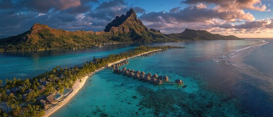 Tranquil Turquoise Tropical Lagoon in Bora Bora