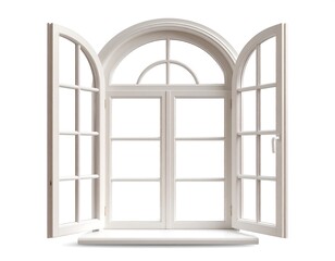 White arched window open