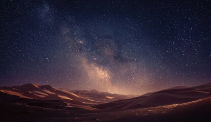 Milky Way over desert dunes at night
