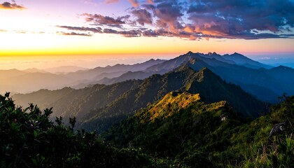 Mountain range at sunrise