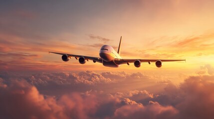 airplane sunset flight cloudscape above