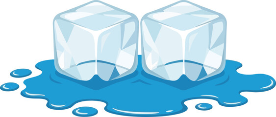 Refreshing summer drink elements ice cubes melting liquid refreshment cool beverage preparation vector