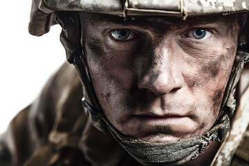 Soldier's Face: Determined Expression, War Paint