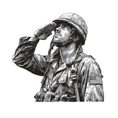 A soldier saluting, representing bravery, honor, and service in military duty.