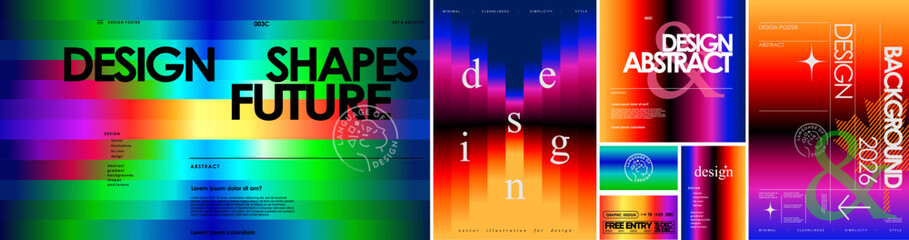 Design. Abstract modern neon gradient background. Vector illustration of bright multicolored gradients, print and trendy typography for poster, cover or flyer