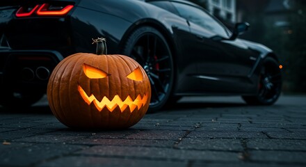 Jack o lantern halloween car