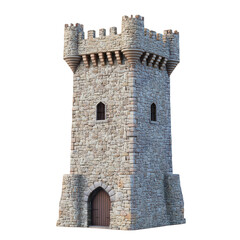 Tall stone tower with a small window on the side