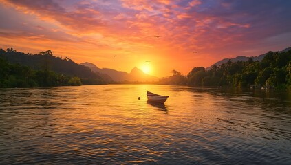 sunset on the river
