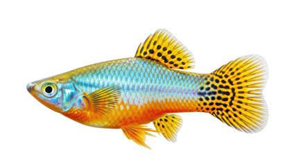 Isolated colorful molly fish swimming in a fish tank, freshwater aquarium fish, Poecilia