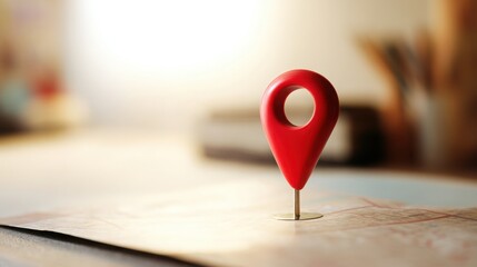 Red pin marking location on a map representing local micro- showcase and independent business discovery concept