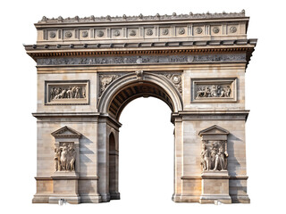 Arc de Triomphe monument isolated on background Paris France isolated on a transparent background