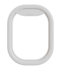 Empty airplane window frame, isolated on a transparent background, perfect for showcasing landscapes or adding a travel touch to designs