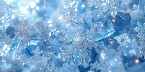 Sparkling Snowflakes with Soft Blue Hues