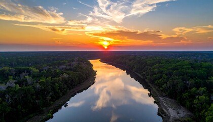 Serene sunset over a river
