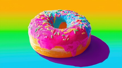 Pop art style donut with vibrant bold colors, Andy Warhol aesthetic