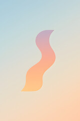 Minimalist abstract wavy shape with gradient on soft pastel background