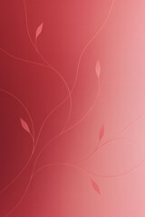 Minimalist Crimson to Blush Pink Gradient with Elegant Vine Lines