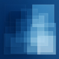 Minimalist Sapphire Blue Abstract with Transparent Squares