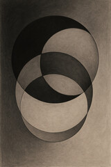 Lunar-Inspired Minimalist Abstract with Charcoal Arcs