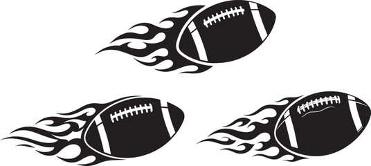 Three flaming footballs silhouette