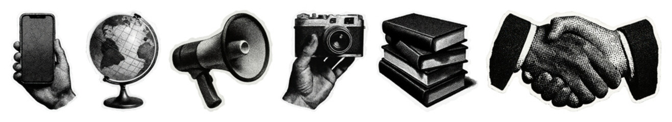 PNG Communication tools and knowledge exchange, element set on transparent background