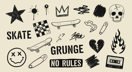 Grunge Doodle Vector Design Elements