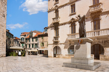 Marko Marulic statue in Split Croatia old town square