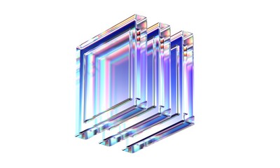 Abstract glass shape, geometric design, 3d render
