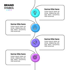 Infographics template. Vertical line with circles and 4 steps