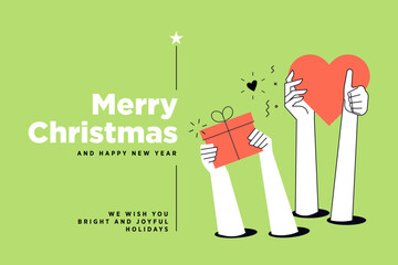 Merry Christmas and Happy New Year banner. Vector illustration for website banner, social media banner, greeting card, marketing material.