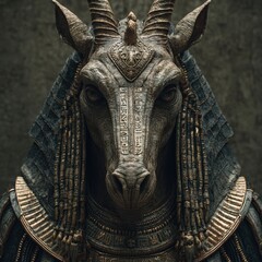3D Render of the Ancient Anunnaki Deity: A Beautiful Egyptian Statue Surrounded by Giza's Wonders