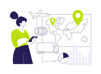 Transportation cost optimization abstract concept vector illustration.