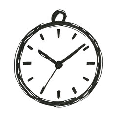 PNG Hand-drawn clock illustration design.