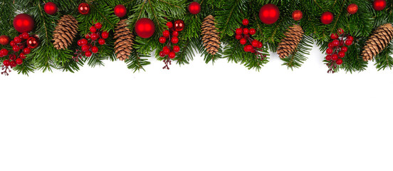 Christmas border in a row on white