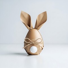 Easter bunny paper gift egg wrapping diy idea. Minimal easter concept