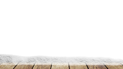 a winter Christmas background with snow on the wood.