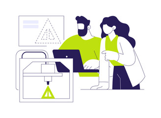 3D object printing isolated cartoon vector illustrations.