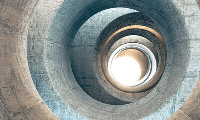 concrete circular spiral tunnel architecture 3d