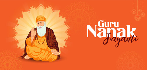 Happy Guru Nanak Jayanti celebration greetings for Punjabi festival of India