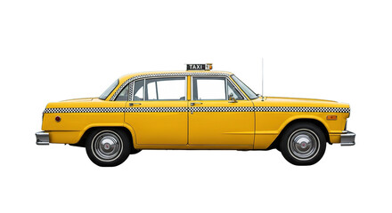 Vintage yellow taxi cab isolated on transparent background classic city transportation symbol