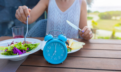 Healthy Meal with Time Schedule by the Intermittent Fasting Clock