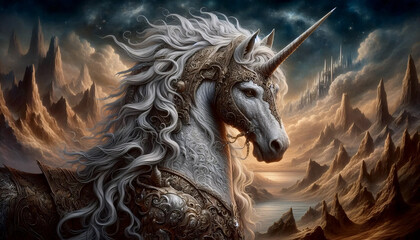 A unicorn in fantasy art style, Ai generated image
