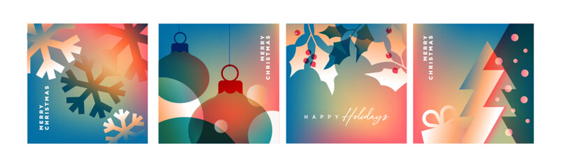 Merry Christmas and Happy New Year. Vector illustration templates for holiday greeting card, background, website and social media banner, marketing material.