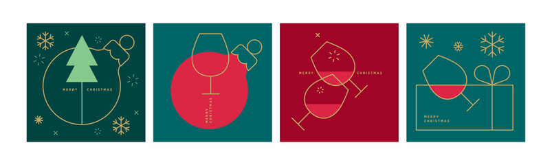 Christmas and New Year cards. Vector illustrations for holiday greeting card, background, website and social media banner, marketing material.
